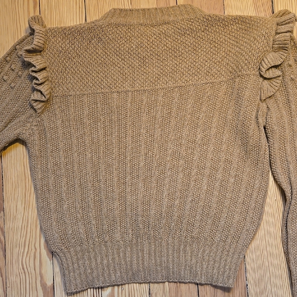 Ottod'Ame Camel Wool Cashmere Blend Ruffle Detail Bohemian Knit Sweater Size 6 - Picture 9 of 13
